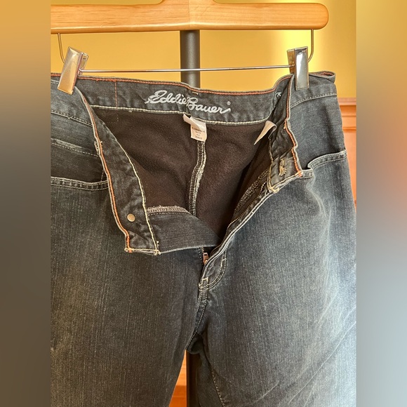 Eddie Bauer 35 x 32 Jeans Men’s with Fleece Lining Dark Blue Denim - Picture 8 of 16